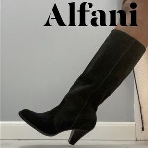 Alfani Suede Mid Calf Pull Boots Color: Black